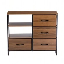 Duhome Fabric Drawer Dresser, Storage Table Drawer with Wooden Top For Bedroom Living Room