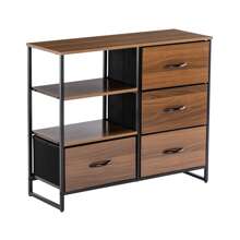 Duhome Fabric Drawer Dresser, Storage Table Drawer with Wooden Top For Bedroom Living Room