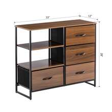 Duhome Fabric Drawer Dresser, Storage Table Drawer with Wooden Top For Bedroom Living Room