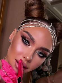 Pieza De Cabeza Con Múltiples Capas De Piedras De Cristal Elegante, Accesorios De Pelo - Dorado - Ver 1