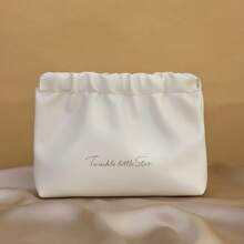 1個夾縮褶布料收納包,適用於口紅包,鑰匙化妝包,資料收納袋,可攜式迷你包放置於手提包內 - 米色 - 查看 7