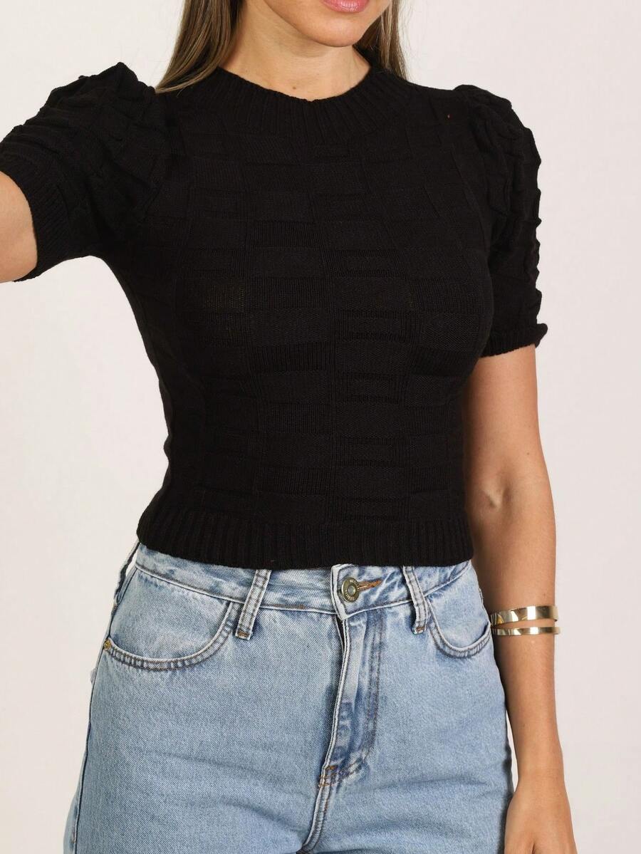 Women Knit Tops - 黑色 - 查看 1