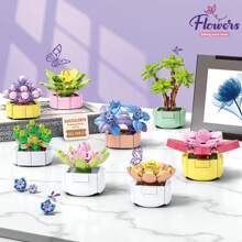 Plant Pot Building Blocks Set, Creative Flower Toy, Plant Display Decor, Construction Toy Suitable For Both Adults And Children - Multicolor - View 1