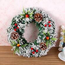 1pc Handmade Festival Wreath, Imitation Christmas Tree Decoration - Multicolor - View 1