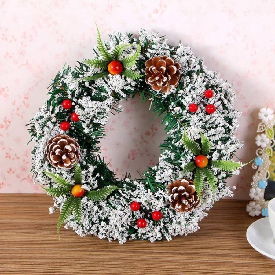 1pc Handmade Festival Wreath, Imitation Christmas Tree Decoration - Multicolor - View 1