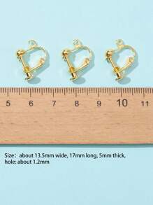 10入組黃銅無耳洞夾式耳環配件,帶環狀設計 - 金黃色 - 查看 5