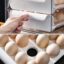 1pc Pet Egg Storage Box For Refrigerator, Double Layer With Transparent Lid, 32 Grids - White - View 1