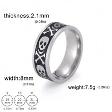 1pc Men's Gothic Stainless Steel Spider Web & Skull & Cross Ring For Punk Party, Halloween Gift - Silver - View 24