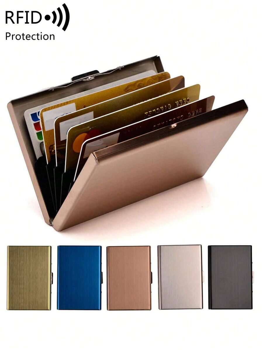 Ví đựng thẻ bằng thép không gỉ MIYIN, ví đựng thẻ nhẹ, di động dành cho nữ, phù hợp cho nhân viên văn phòng, quà tặng cho nam giới nhân dịp lễ, kỷ niệm, sinh nhật, ngày Nhà giáo, ví đựng thẻ thông thường và công sở, ví đựng thẻ tín dụng, ví mini cho nam, ví RFID. - Hoa hồng vàng - Xem 1