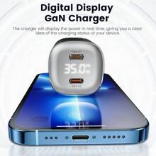 Toocki 35W GaN USB C 充电器快速充电 3.0 显示屏 USB C PD 快速充电器兼容 MacBook Air 15 英寸 14 13 Pro Max Type C 快速 - 黑色 - 查看 6