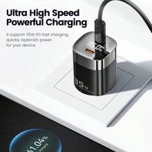Toocki 35W GaN USB C 充电器快速充电 3.0 显示屏 USB C PD 快速充电器兼容 MacBook Air 15 英寸 14 13 Pro Max Type C 快速 - 黑色 - 查看 3