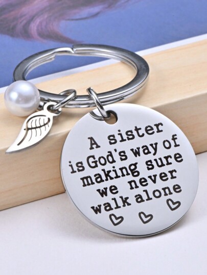 1pc Stainless Steel Keychain With 'a Sister Is God's Way' Engraved Pendant Birthday Gift For Best Friends Christians Gifts Key Chain Charms Keyrings School Supplies Teacher Gifts Back To School Supplies Teacher Accessories School Supplies Teacher Gifts Back To School Supplies Teacher Accessories Thank You Gifts