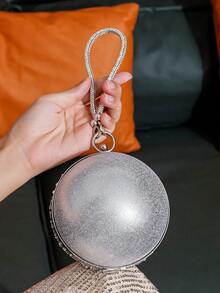 Mini Ball Shaped Evening Bag With Rhinestone Decorations - Silver - View 4