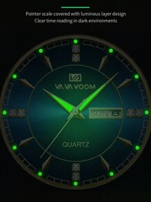 VA VA VOOM New Fashionable Men's Watch, Va Va Voom Brand Stainless Steel Diamond-Shaped Link Bracelet, Date Calendar, Luxury Quartz Watch, Suitable For Business Wear Father