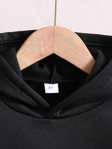 Toddler Boys' Hooded Sweatshirt And Sports Pants Set With Game Console Pattern Print - Black - View 3