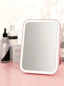 1pc Led Lighted Makeup Mirror, Desktop Tabletop Vanity Mirror - Pink - View 3