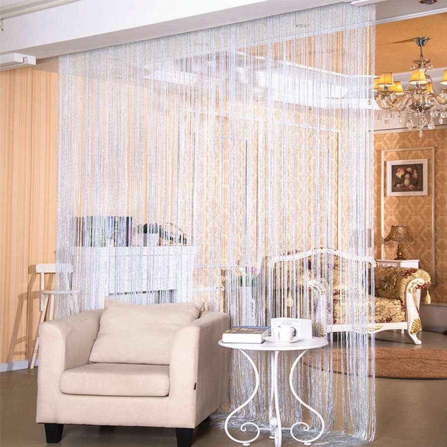 Decorative Door String Curtains Window Room Divider Wall Panel Tassels Screen Blinds Home Patio Bedroom - 白色 - 查看 1