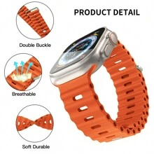 1 条男女通用运动海洋主题表带，兼容 49 毫米 46 毫米 45 毫米 44 毫米 42 毫米 41 毫米 40 毫米 38 毫米 Apple Watch Ultra/SE/Series 10/9/8/7/6/5/4/3/2/1 - 橘色 - 查看 3