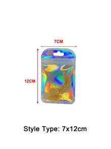 50pcs Rainbow Packing Bag Translucent Self Seal Pouches Iridescent Laser Zipper Bags For Glitter Charms Jewelry Earring Packaging