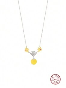 925 Sterling Silver Small Fish Locking Collarbone Necklace With Niche Water Drop-shape Pendant Elegant And Versatile - Multicolor - View 5