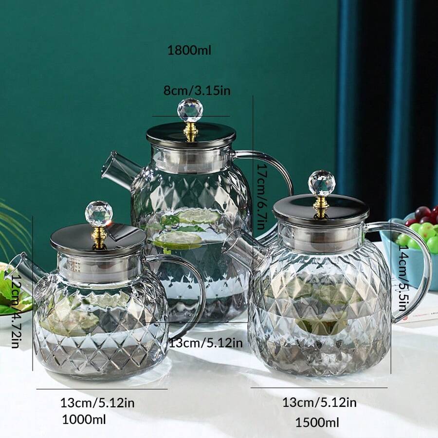 Glass Teapot Stovetop & Microwave Safe Water Jug, Glass Borosilicate