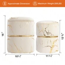 Furnistyle Round Velvet Ottoman Pack Of 2, One Bigger For Storage And The Other Smaller For Footstool, Modern Upholstered Tufted Footstool In Bronzed Fabrics, Ottoman Stool Set With Storage, Accent Vanity Stool Chair For Makeup Room, Bedroom And Living Room, Side Table Footrest For Easter Decorations