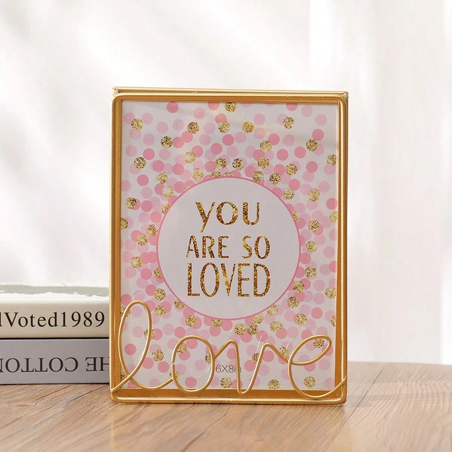 Love Tông vàng Kim loại Khung tranh Đứng Creative Và Đúng mốt Trang trí nhà cửa - Vàng - Xem 1