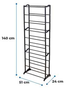 Zapatera de Metal con Estantes divididos Mueble Organizador Zapatos - Organizador Multifuncional de 10 Niveles - Blanco y Negro - Ver 3