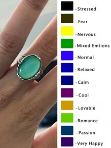 Mood Ring Temperature Change Ring Inlaid With Perfect Home Gift, Suitable For Women To Match Daily Wear And Observe Your Loved One's Emotional Changes