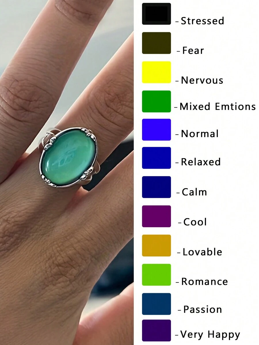 Mood Ring Temperature Change Ring Inlaid With Perfect Home Gift, Suitable For Women To Match Daily Wear And Observe Your Loved One's Emotional Changes