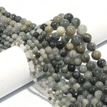 1條天然綠碧璽石項鍊串珠,適用於製作念珠、手鍊、項鍊、古風風格珠寶diy配料