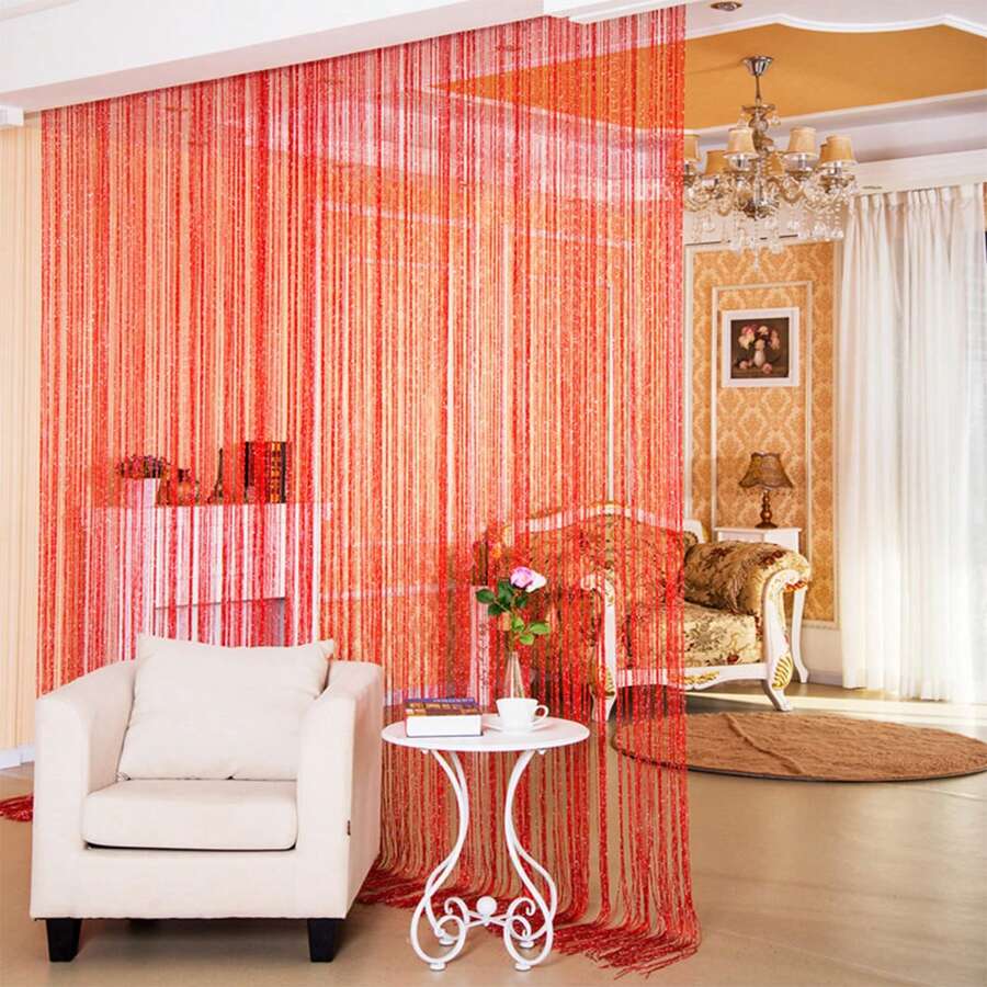Decorative Door String Curtains Window Room Divider Wall Panel Tassels Screen Blinds Home Patio Bedroom - 紅色 - 查看 1