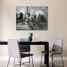 1 件黑白老虎帆布牆藝術心態就是一切裝飾貓畫勵志海報,適用於辦公室客廳浴室,無框