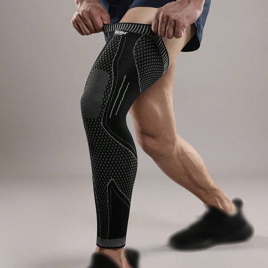 JINGBA SUPPORT 1pc Non-slip & Breathable Weightlifting/running Leg Sleeve For Warmth And Knee Protection - Black - View 1