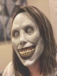 1pc Cosplay Smile Latex Mask Halloween Party Horror Mask - White - View 2