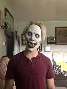 1pc Cosplay Smile Latex Mask Halloween Party Horror Mask - White - View 3