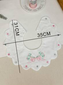 1pc Baby Girls' White Embroidered Drool Bib