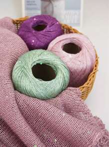 1pc 50g Net Weight, 260m/roll Sparkling Mixed Blended Metallic Yarn Thread For Diy Handicraft Shoelace, Weaving And Decoration - Baby Pink - View 4