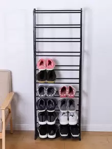 Zapatera de Metal con Estantes divididos Mueble Organizador Zapatos - Organizador Multifuncional de 10 Niveles - Blanco y Negro - Ver 1