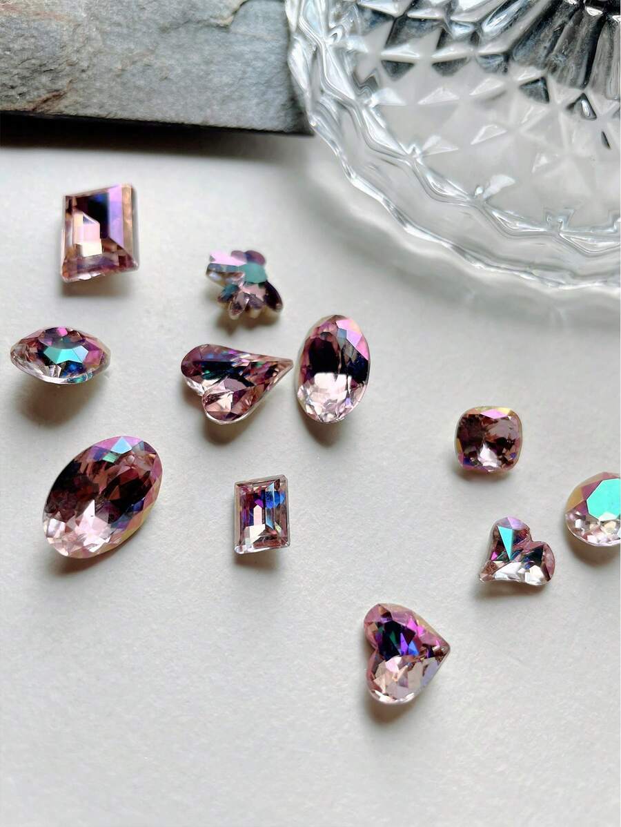 10 viên đá pha lê hình dạng và màu sắc hỗn hợp có đáy mạ - Nhiều màu - Xem 1