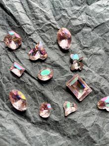 10 viên đá pha lê hình dạng và màu sắc hỗn hợp có đáy mạ - Nhiều màu - Xem 2