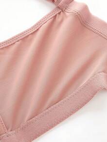 Women's Lace Bra With Bowknot & Floral Edge Design In Coral Red - Coral Pink - View 4