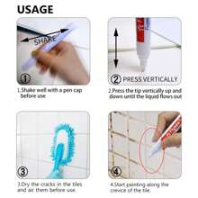 FLYSEA 3 paquetes de bolígrafos para reparar lechada de azulejos, bolígrafos blancos para reparar grietas y lechada de azulejos para mejoras del hogar y vuelta al colegio - Blanco - Ver 8