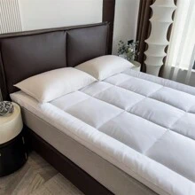 1入組床墊墊,透氣寢具床墊套,有效減緩背部疼痛,秋冬保暖床墊保護罩填充物為羽絨替代品,適用於8"到20"床墊,顏色為白色 - 白色 - 查看 4