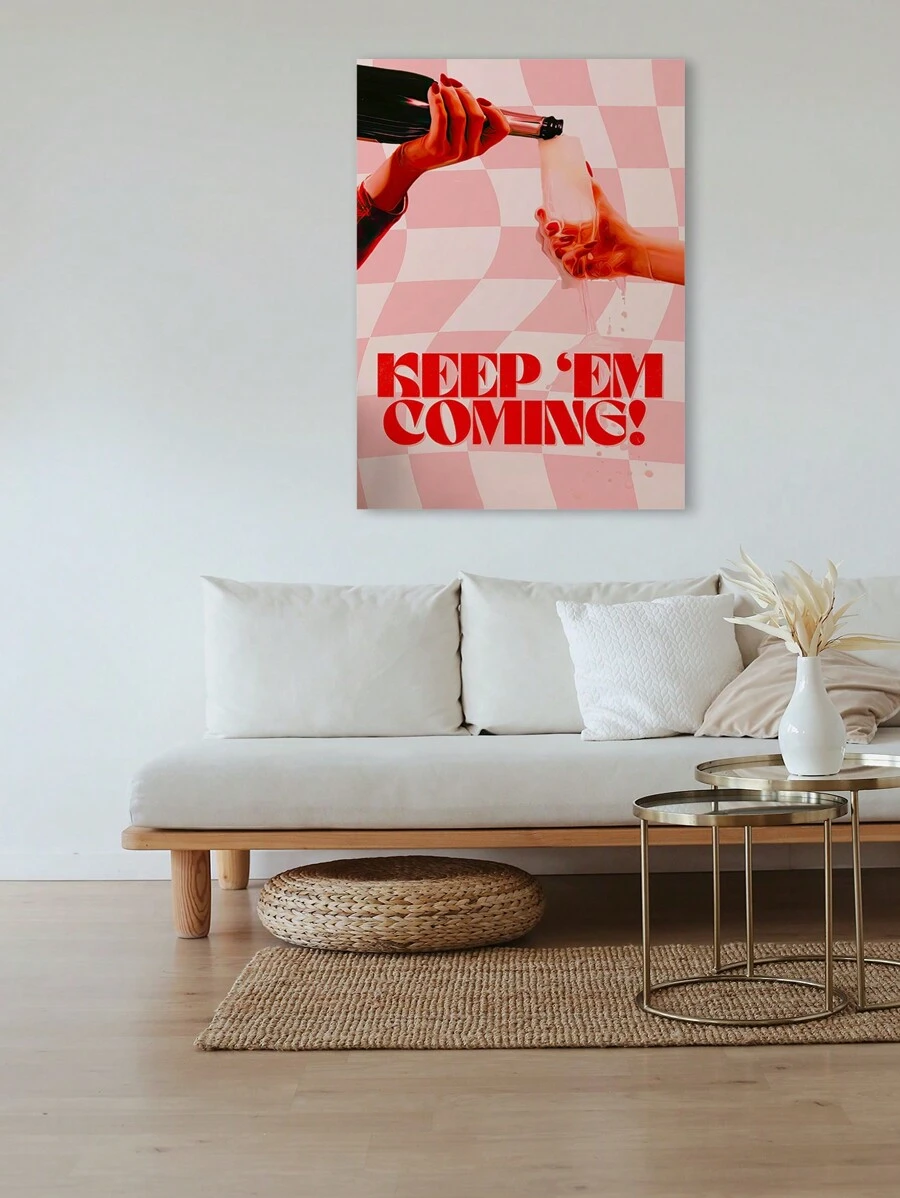 1入組,雞尾酒相聚的玻璃畫布壁畫,粉紅酒杯藝術印刷圖片,家居裝飾壁畫,俱樂部、餐廳、酒吧、客廳臥室裝飾,現代藝術繪畫,無框畫布油畫