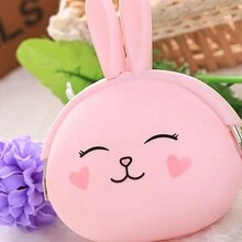 可愛的鑰匙扣錢包,小巧手持包,矽膠包,耳機盒,創意卡通設計幼稚園和小學兒童禮物和獎品 - 粉色 - 查看 4