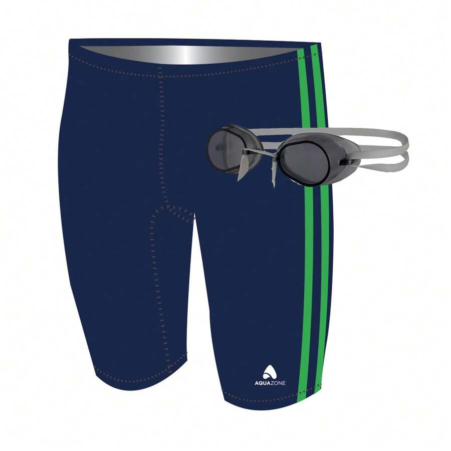 Set Traje de baño y goggles suecos Side Binding - Verde Lima - Ver 1