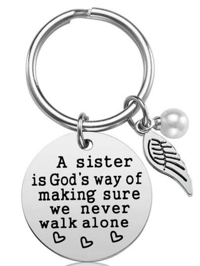1pc Stainless Steel Keychain With 'a Sister Is God's Way' Engraved Pendant Birthday Gift For Best Friends Christians Gifts Key Chain Charms Keyrings School Supplies Teacher Gifts Back To School Supplies Teacher Accessories School Supplies Teacher Gifts Back To School Supplies Teacher Accessories Thank You Gifts
