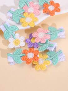 10入組/套彩色編織花朵髮夾,適用於寶寶女孩,適用於假日派對、拍照和日常生活 - 彩色 - 查看 3