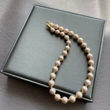 1pc Natural Freshwater Pearl Heart Clasp Necklace, Pearl Beaded Necklace, Bridal Jewelry/Mother\ Day Gift, Men\ And Women\ Pearl Necklace, Suitable For Wedding/Anniversary/Birthday/Valentine\ Day - 50cm - View 4